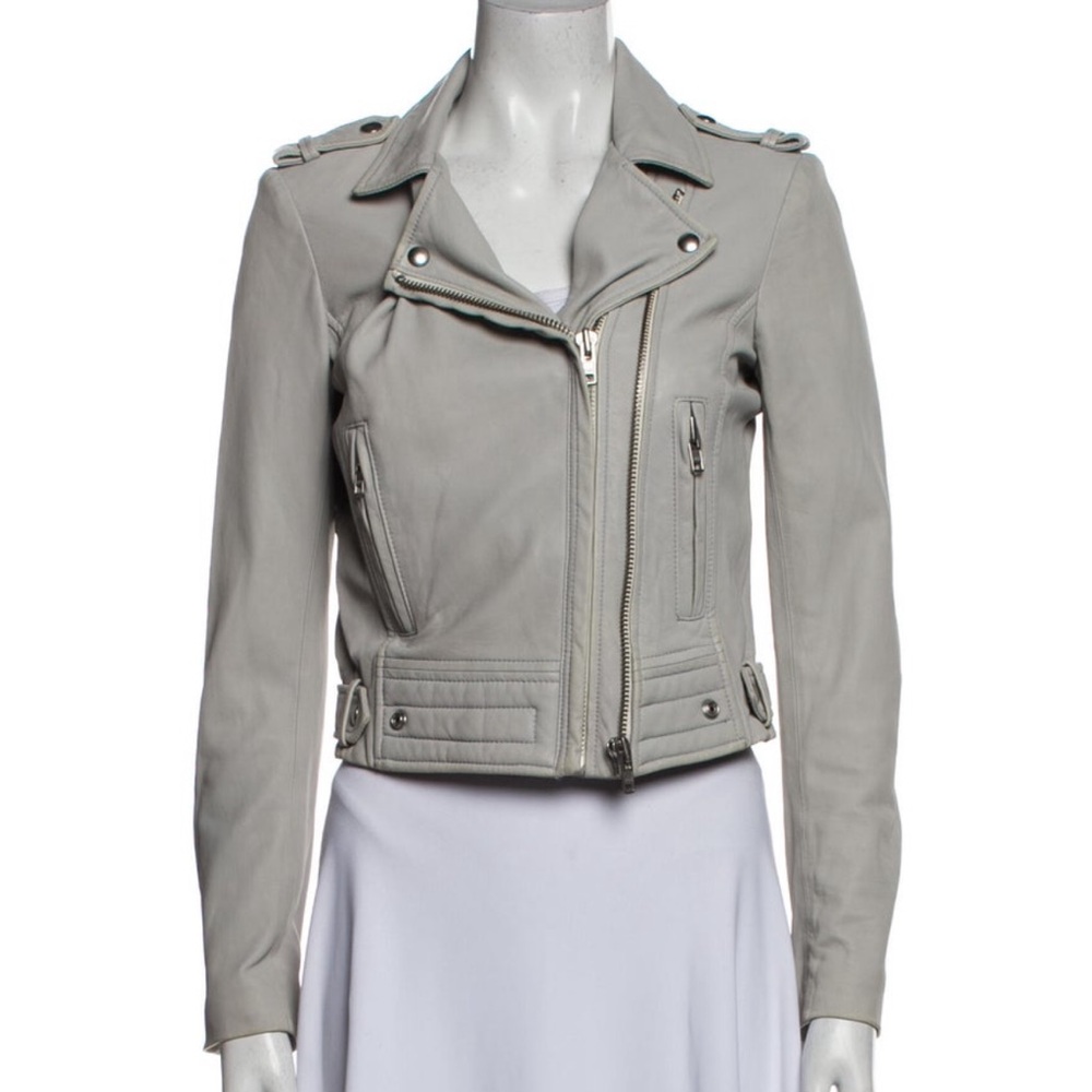 IRO Luiga Lambs Leather Jacket in Dove Grey